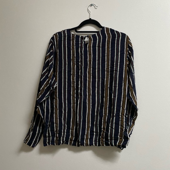 Vintage Striped 100% Silk Blouse - Picture 4 of 7